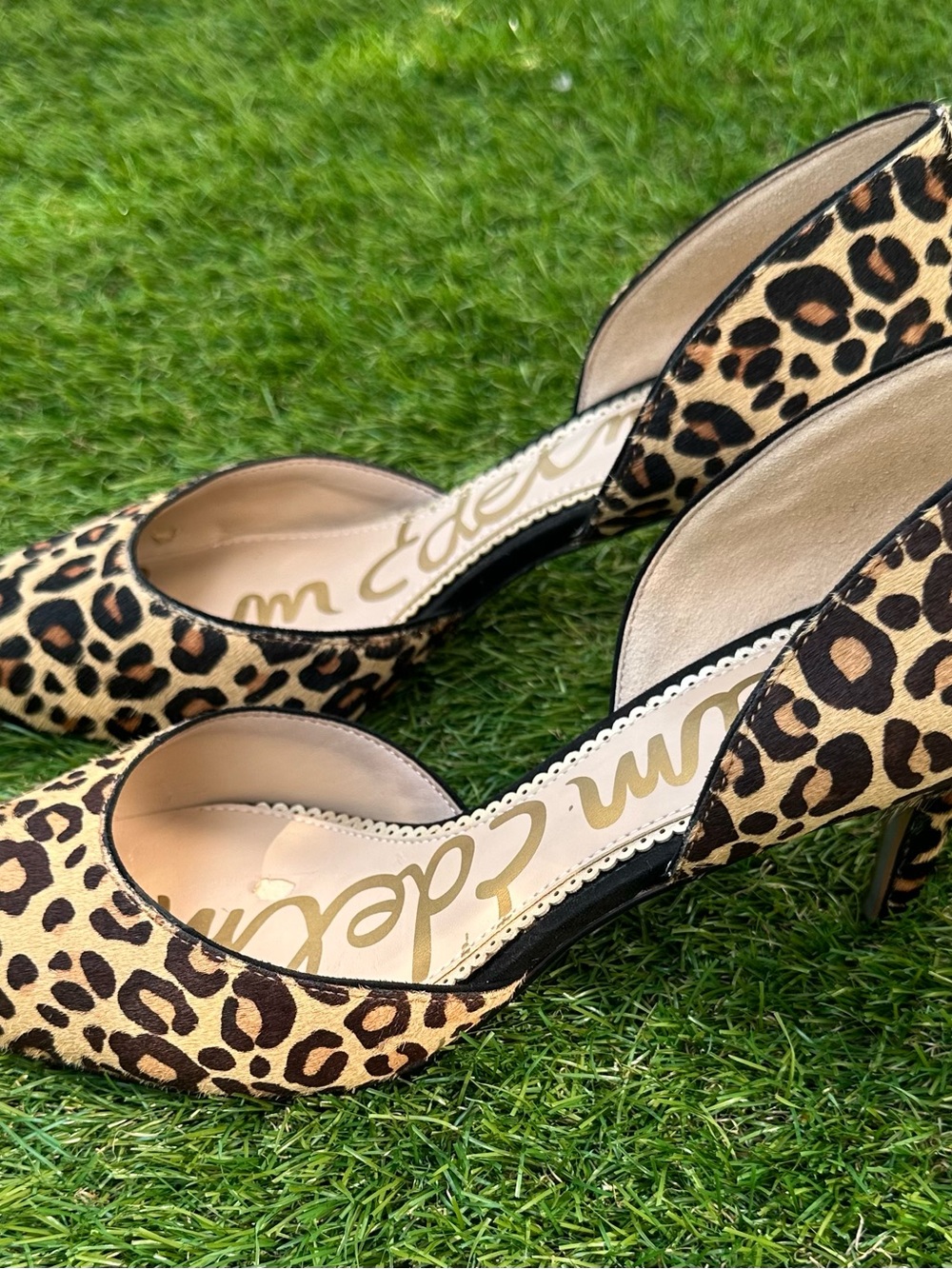 Sam Edelman Leopard Calf Hair D’Orsay Kitten Heels Women’s 7.5 Genuine Calf Hair